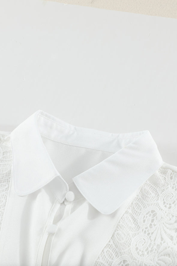 Lace Splicing Buttoned Shirt