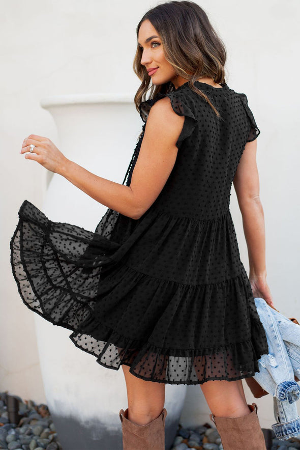 Swiss Dot Tiered Babydoll Mini Dress