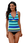 Wave Stripe Racerback Tankini Swimsuit