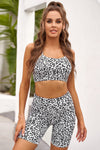 Charcoal Leopard Print Sports Bra Shorts Set