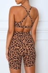 Charcoal Leopard Print Sports Bra Shorts Set