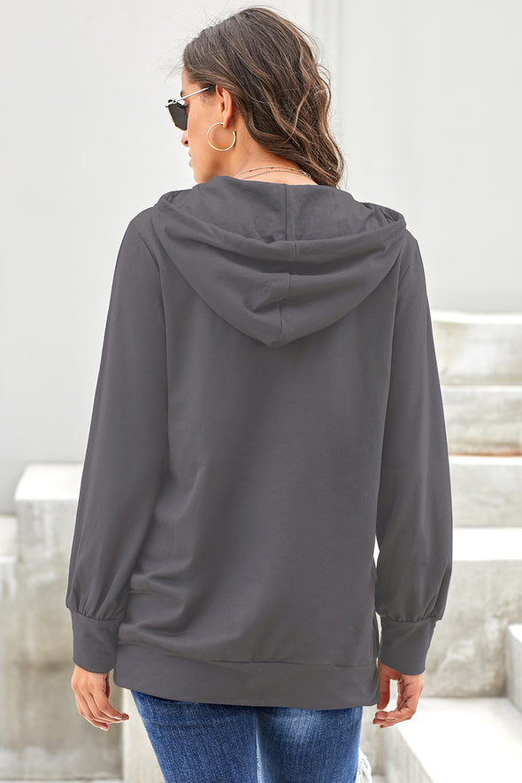 Long Sleeve Hoodie with Rope Drawstring