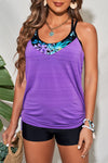 Patchwork Sporty Scoop Neck Tankini