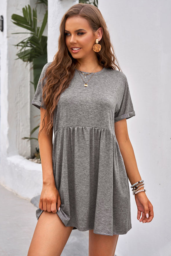 Cotton Blend Empire Waist T-shirt Mini Dress