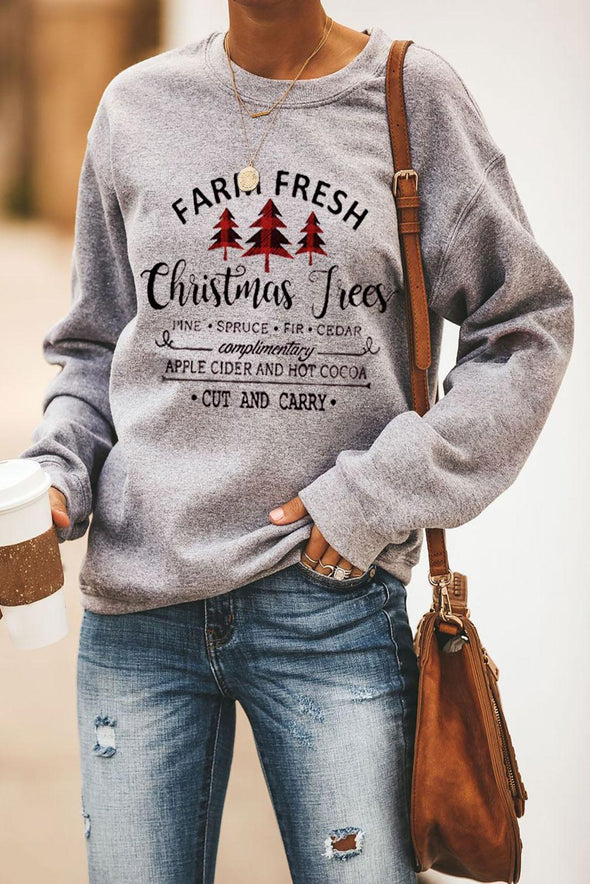Merry Christmas Letters Print Pullover Sweatshirt