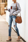 Merry Christmas Letters Print Pullover Sweatshirt