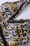 Floral Print Lattice Plunge One Piece Swimsuit