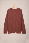 Henley Pullover Drop Shoulder Sweater with Slits