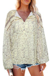 Floral Print Drawstring Loose Puff Sleeve Shirt