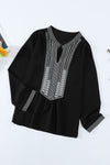 Long Sleeves Front Embroidery Blouse