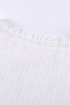 V Neck Lace Crochet Swiss Dot Short Sleeve Blouse