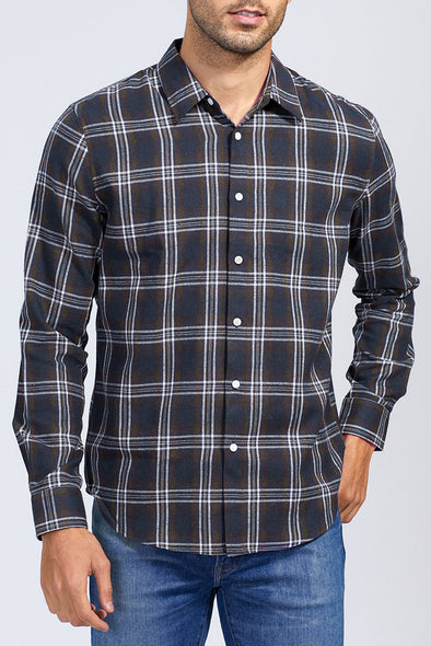 Plaid Print Men's Button Up Shirt