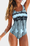 Floral Print Criss Cross U-neck One-piece Swimsuit