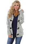 Fur Hood Horn Button Sweater Cardigan