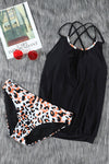 Print Criss Cross Hollow-out Tankini Swimwear
