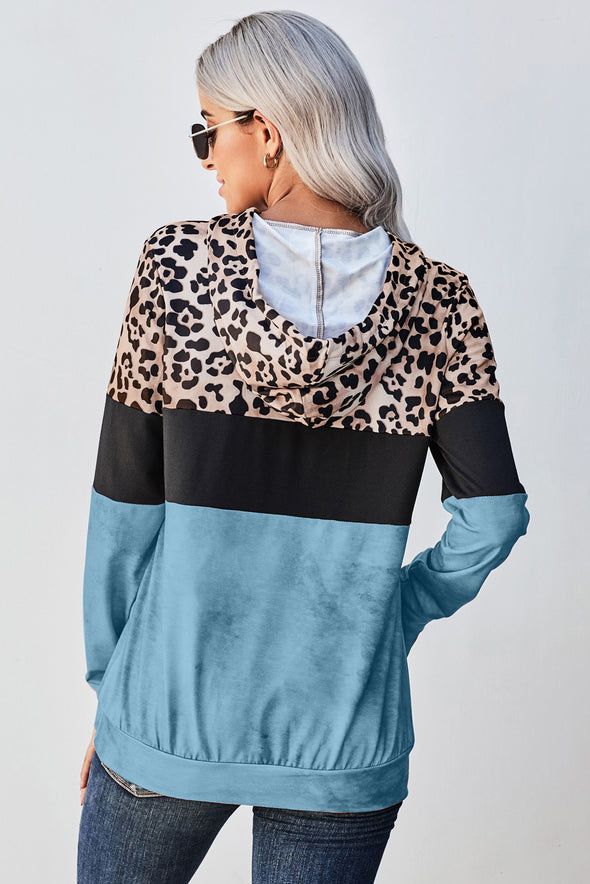 Leopard Tie Dye Colorblock Hoodie