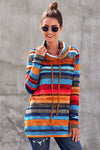 Multicolor Cowl Neck Striped Long Sleeve Sweatshirt