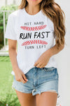 Letter Heart-shaped Rugby Graphic Print Short Sleeve T-shirt