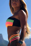 Colored Stripes Bandeau Bikini Set