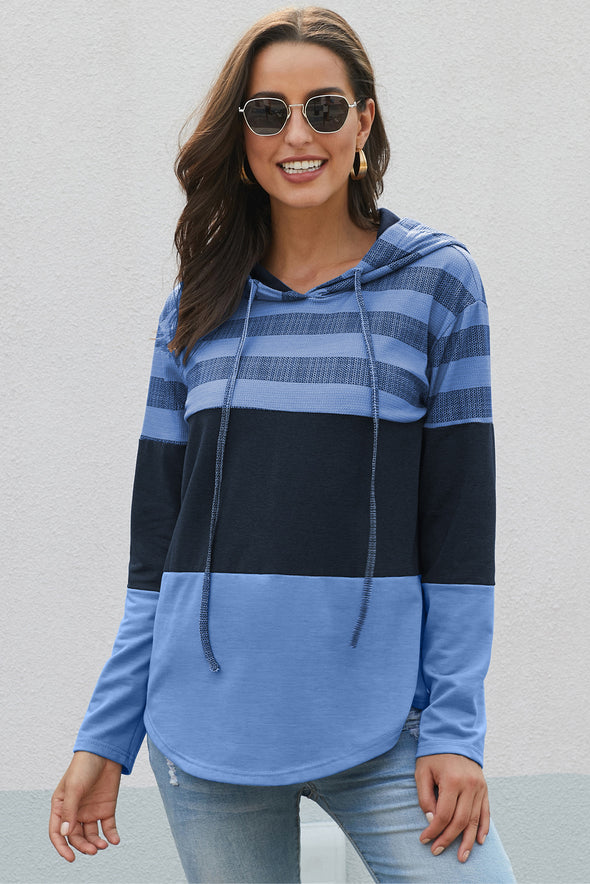 Color Block Drawstring Hoodie