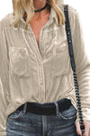 Retro Velvet Pocket Long Sleeve Shirt
