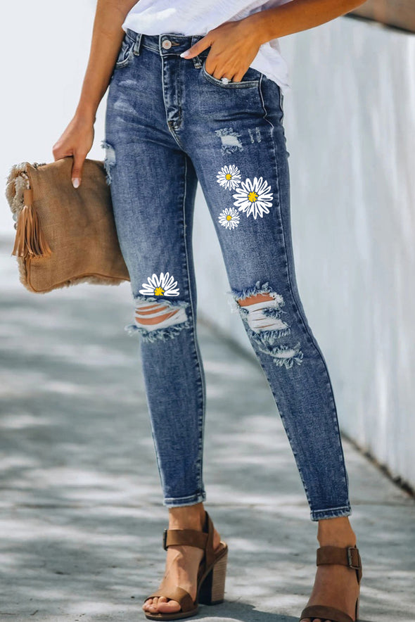 High Rise Distressed Skinny Jean