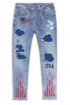 Men's Skull Print Patchwork Distressed Skinny High Waist Jeans