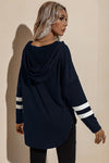 Striped Side Split V Neck Hoodie