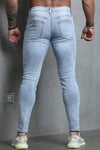 Men's Skull Print Patchwork Distressed Skinny High Waist Jeans