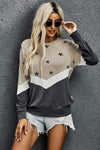 Star Color Block Pullover Sweatshirt