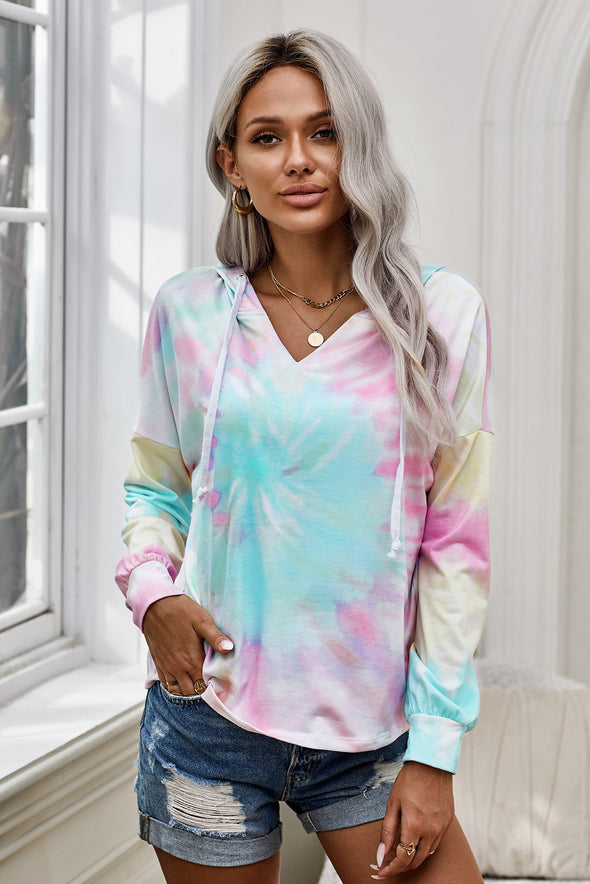 Colorblock The Sun Cotton Blend Tie Dye Hoodie