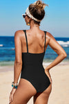 Floral Print Lattice Plunge One Piece Swimsuit