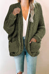 Chunky Knit Solid Cardigan with Pocket