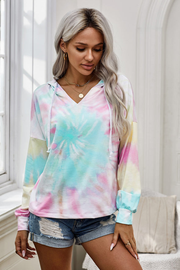 Colorblock The Sun Cotton Blend Tie Dye Hoodie