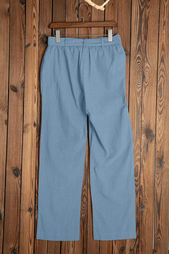 Elastic Waist Drawstring Wide Leg Pants