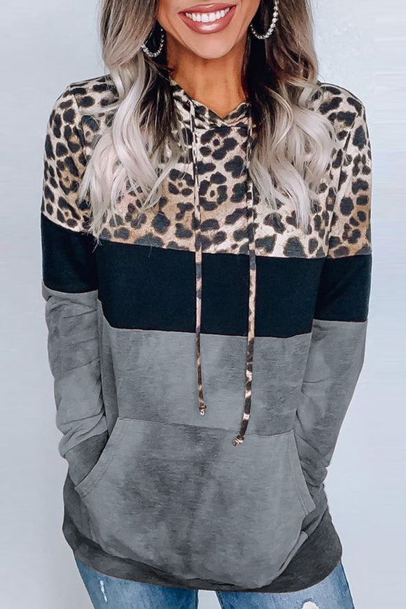 Leopard Tie Dye Colorblock Hoodie