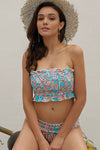 Cute Floral Patterned Smocked Bikini