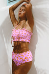 Floral Print Crop Top Bikini Set