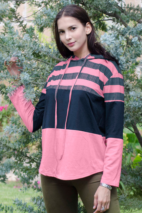 Color Block Drawstring Hoodie