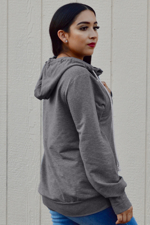 Long Sleeve Hoodie with Rope Drawstring