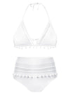 Pom Pom Mesh Insert High Waist Bikini