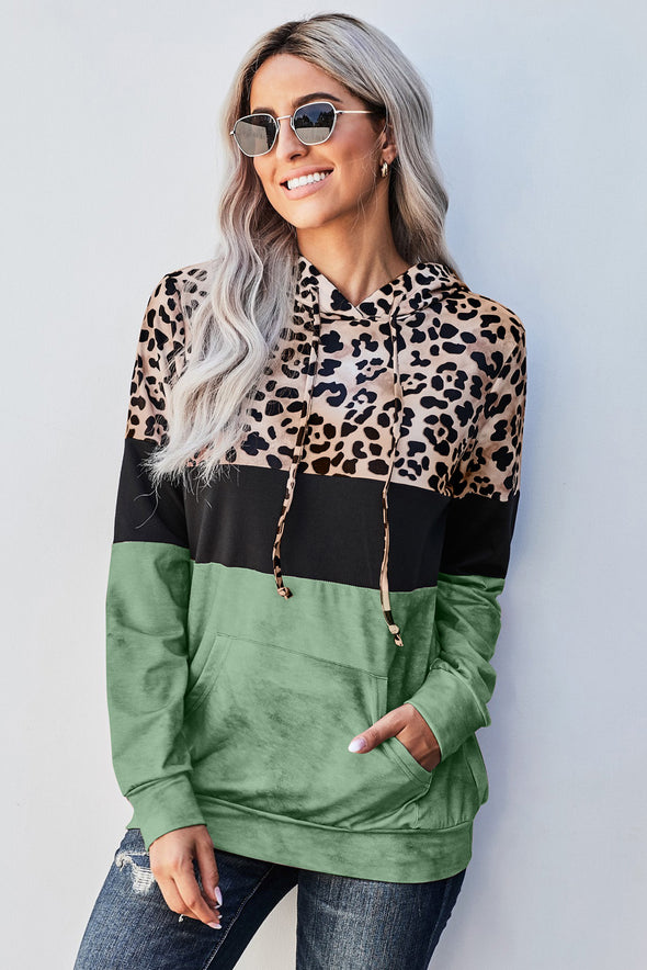Leopard Tie Dye Colorblock Hoodie