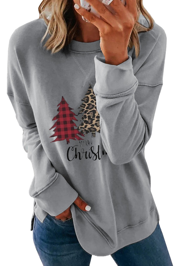 Dropped Sleeve Fashion Print Christmas Sweatshirt