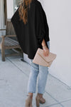 V Neck 3/4 Sleeve High Low Hem Shirt