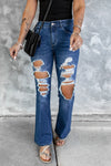 High Waist Distressed Bell Jeans