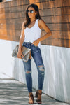 High Rise Distressed Skinny Jean