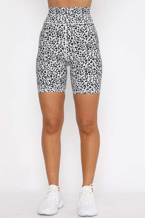 Charcoal Leopard Print Sports Bra Shorts Set