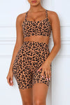 Charcoal Leopard Print Sports Bra Shorts Set