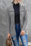 Wine Red Zip-up Open Front Knitted Sweater