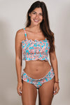 Cute Floral Patterned Smocked Bikini